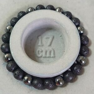 Black lave & zinc bead bracelet